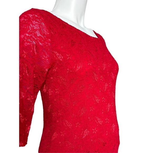Pinkblush Women’s Red Floral Lace Mesh Overlay Maxi Dress Size Small - Picture 2 of 6